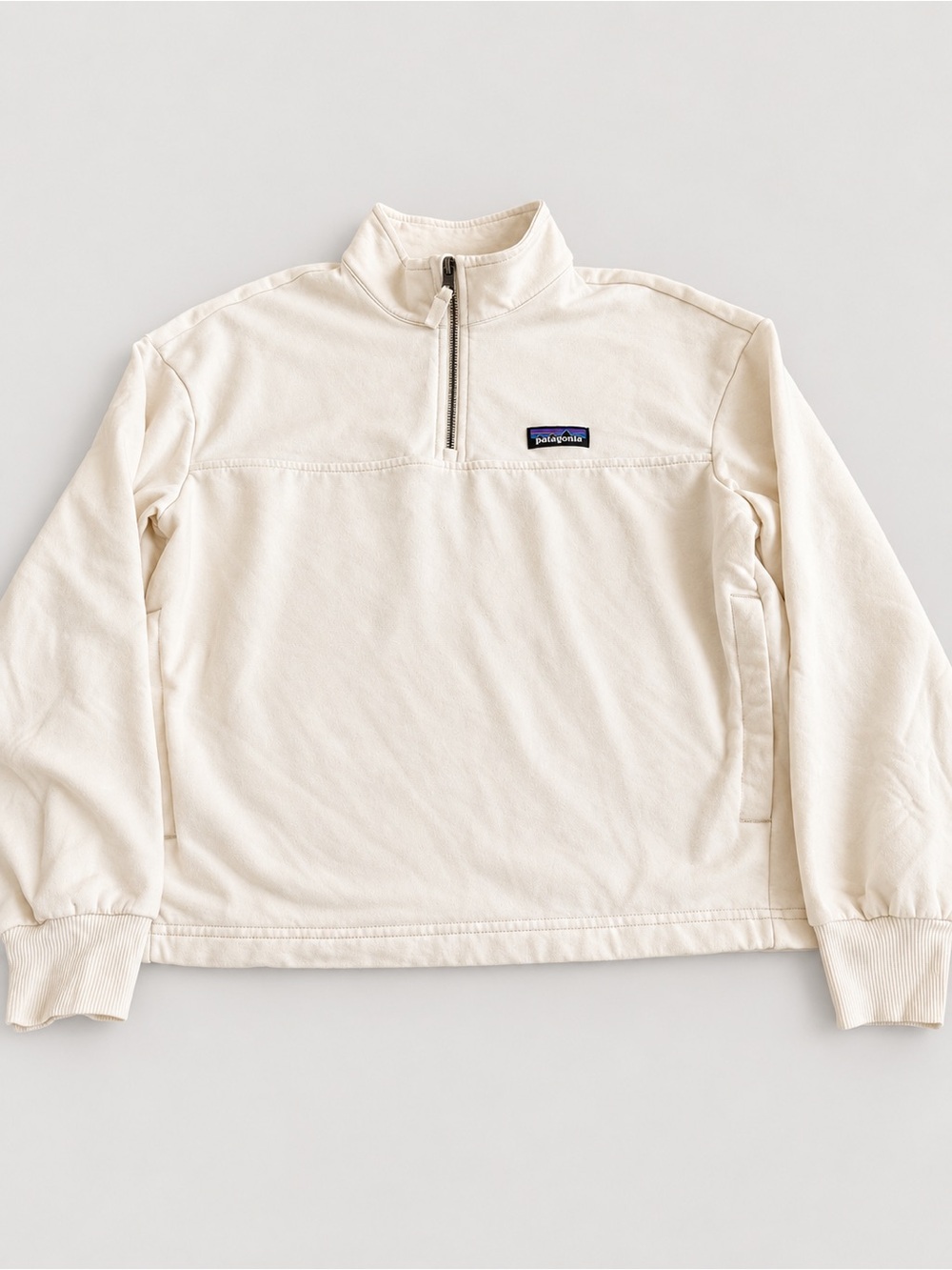 Patagonia Ahnya Natural Quarter-Zip Organic Cotton Pullover XS
